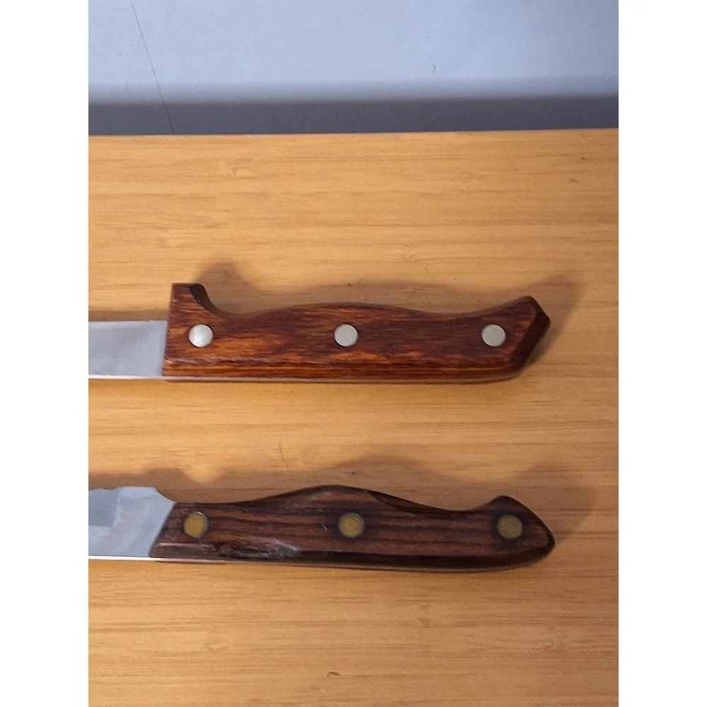 Vintage‎ Pair Of Wooden Handle Knives. Mighty Oak By Imperial & Lifetime Cutlery